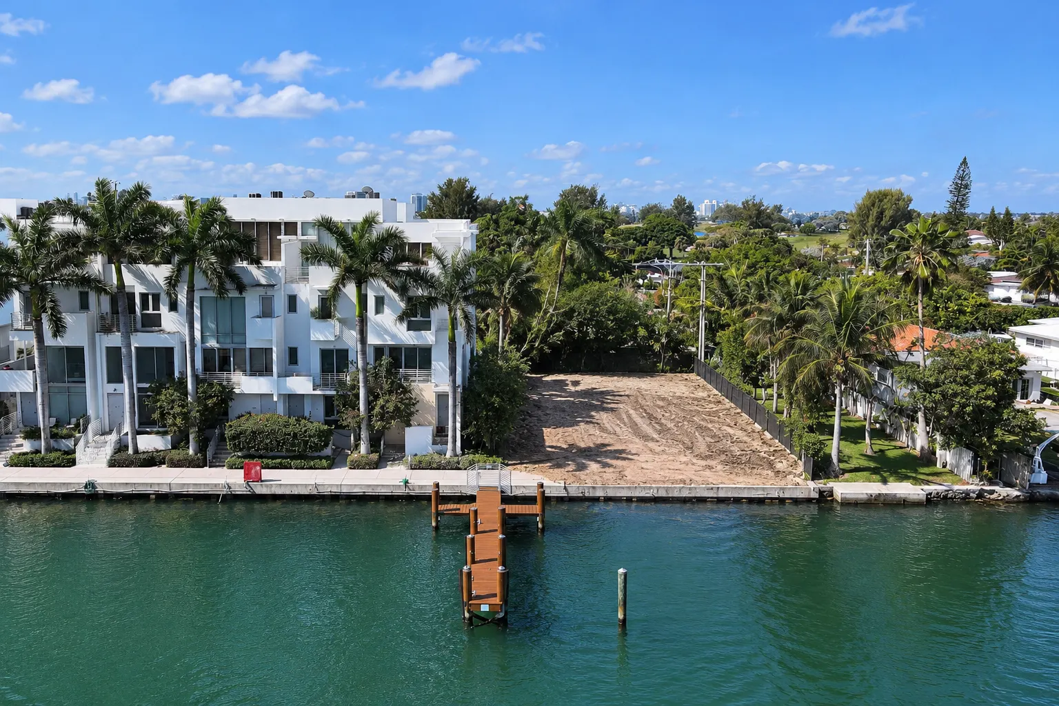 Cleared waterfront lot after a teardown in Fort Lauderdale